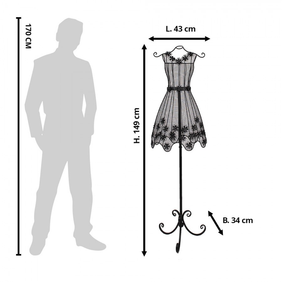 Černá kovová dekorativní figurina Mannequin - 43*34*149 cm Clayre & Eef Černá kovová dekorativní figurina Mannequin - 43*34*149 cm Clayre & Eef