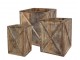 3ks hnědý antik dřevěný box / obal na květináč Grimaud Unit - 37*37*40/ 30*30*39/ 24*24*37 cm Chic Antique