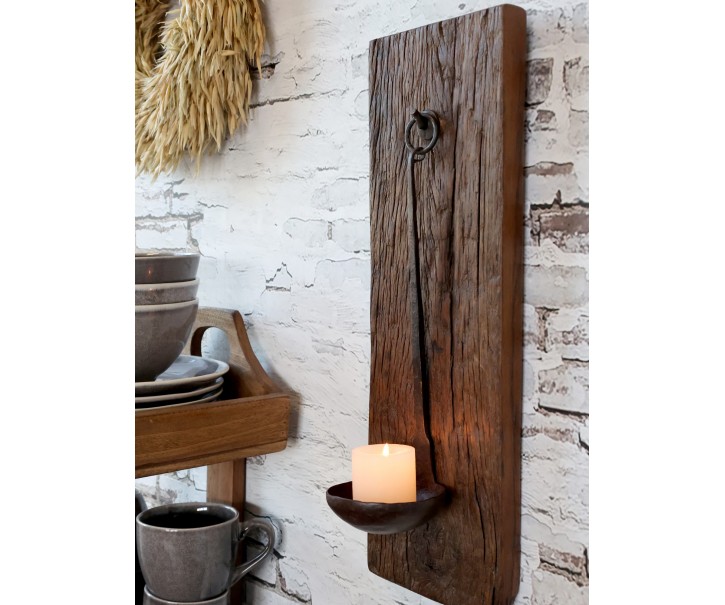 Dřevěný nástěnný svícen Grimaud Unit - 15*2*46 cm Chic Antique