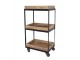 Hnědý kovový retro vozík s dřevěnými podnosy Grimaud Unit - 39*28*72 cm Chic Antique