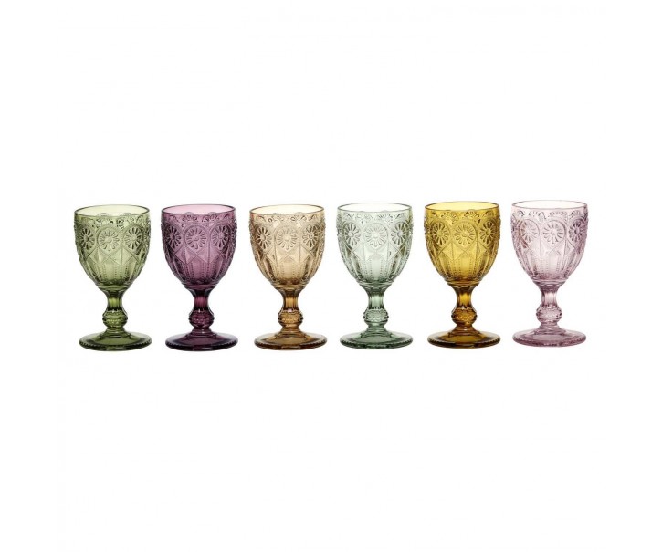 Sada 6ks barevných skleniček na víno Saint-Émilion zúžené - Ø8*15cm / 230ml Chic Antique