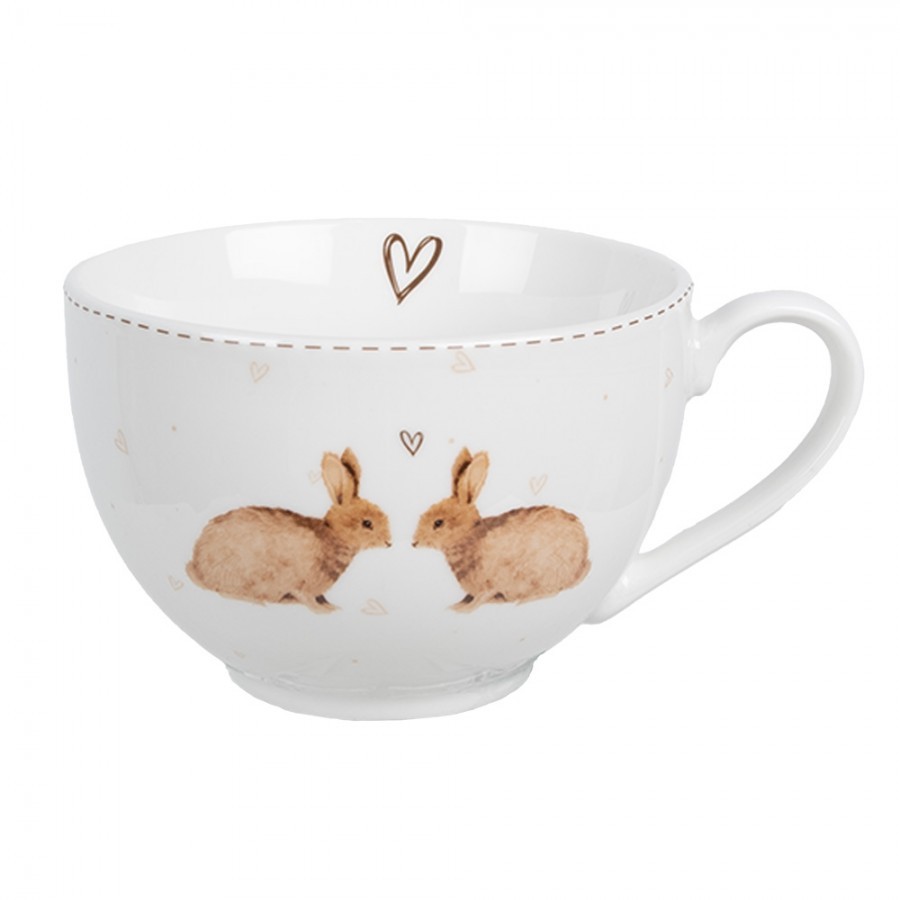 Šálek s podšálkem s králíčky a srdíčky Bunnies in Love - 12*9*6 cm / Ø 14*2 cm / 250 ml Clayre & Eef Šálek s podšálkem s králíčky a srdíčky Bunnies in Love - 12*9*6 cm / Ø 14*2 cm / 250 ml Clayre & Eef