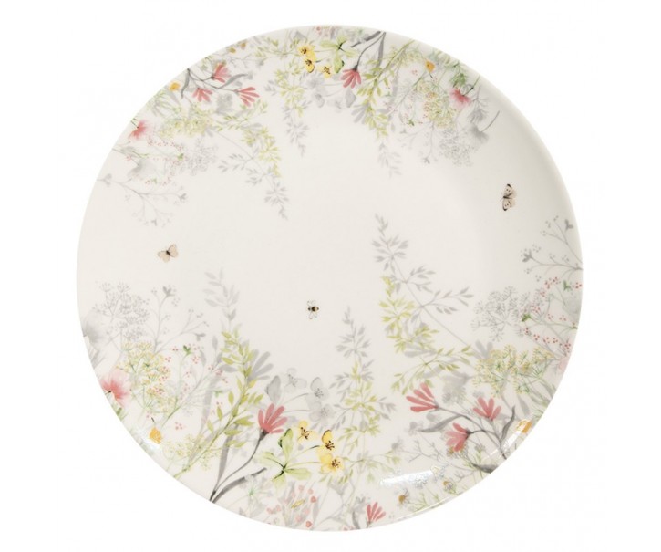 Dezertní porcelánový talíř s lučními květy Wildflower Fields - Ø 20*2 cm Clayre & Eef