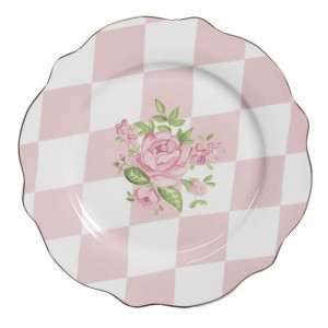 Bílo-růžový dezertní talíř s růžičkami Sweet Roses - Ø 20*2 cm