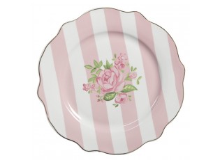 Bílo-růžový dezertní talíř s růžičkami Sweet Roses II - Ø 20*2 cm