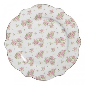 Bílo-růžový jídelní talíř s růžičkami Sweet Roses - Ø 27*2 cm