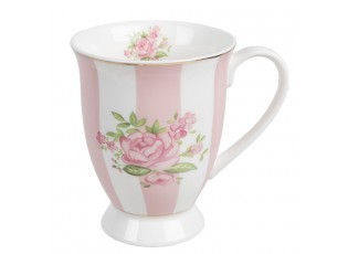 Bílo-růžový hrnek s růžičkami Sweet Roses - 12*8*10 cm / 300 ml