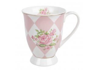 Bílo-růžový hrnek s růžičkami Sweet Roses I - 12*8*10 cm / 300 ml