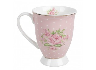 Bílo-růžový hrnek s růžičkami Sweet Roses II - 12*8*10 cm / 300 ml