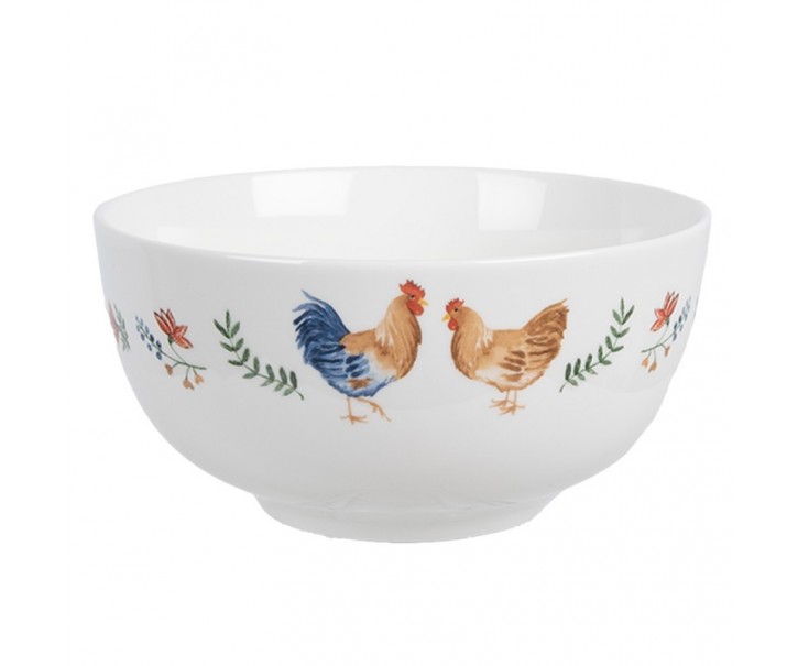 Miska s kohoutkem a slepičkou Chicken and Rooster - Ø 14*7 cm / 500 ml Clayre & Eef