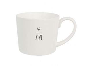 Bílý hrnek se srdíčkem s nápisem Love - Lovely Day - 12*8*7 cm / 275 ml