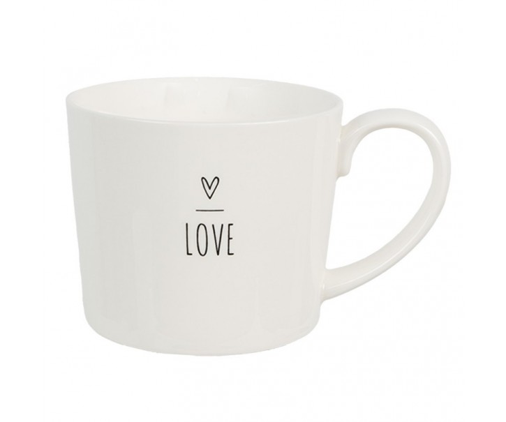 Bílý hrnek se srdíčkem s nápisem Love - Lovely Day - 12*8*7 cm / 275 ml Clayre & Eef