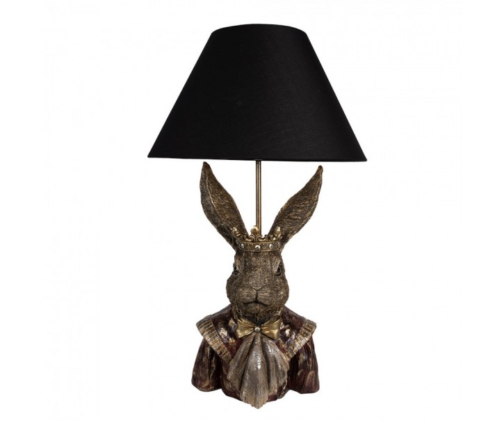 Zlatá stolní lampa Králík s černým stínidlem - Ø 37*61 cm Clayre & Eef