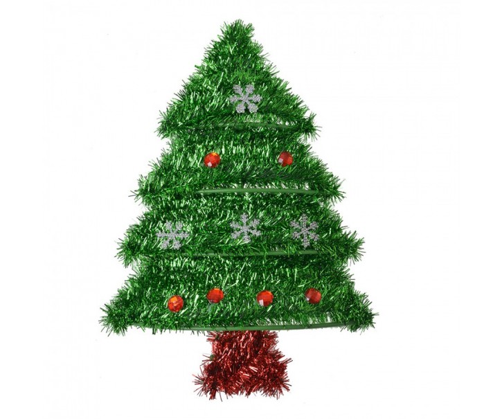 Nástěnná dekorace vánoční stromeček zelený plast - 25*3*35 cm Clayre & Eef