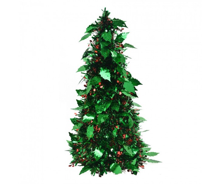 Zelená vánoční plastová dekorace stromek Chrismas - Ø 21*50 cm Clayre & Eef