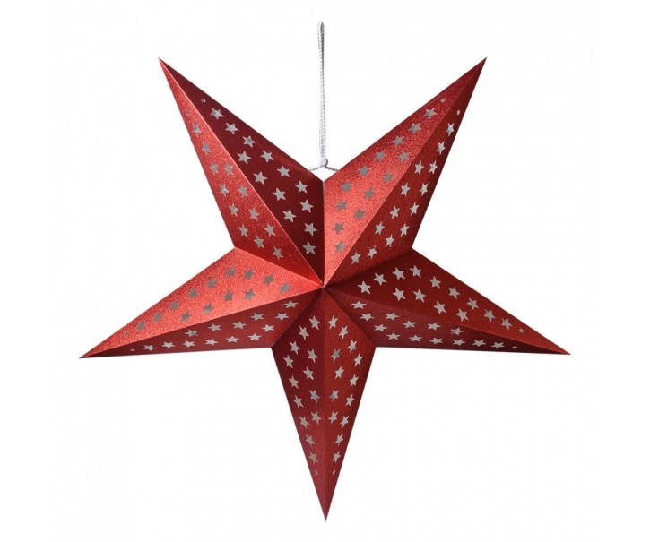 Červená závěsná vánoční papírová hvězda XL - 90*20*90 cm Clayre & Eef
