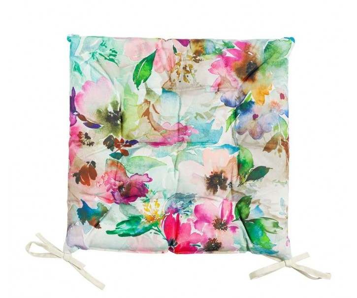 Venkovní podsedák s výplní a květy Painted Flower - 40*40*3 cm Mars & More 
