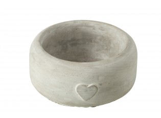 Šedý antik cementový květináčse srdíčkem Heart - Ø 15*7 cm