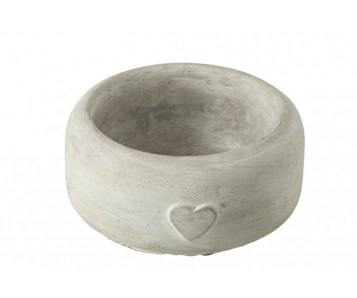 Šedý antik cementový květináčse srdíčkem Heart - Ø 15*7 cm J-Line by Jolipa