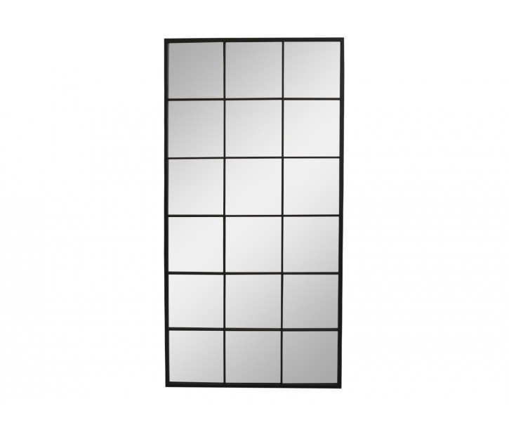 Černé antik kovové nástěnné zrcadlo Industrial - 90*2,5*180 cm Chic Antique
