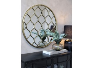 Mosazné antik kulaté kovové nástěnné zrcadlo Adria - Ø 85*3 cm