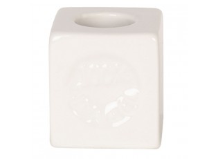 Bílý porcelánový držák na kartáček Savon de Marseille - 4*4*4 / Ø 2,2/ Ø 2,9 cm