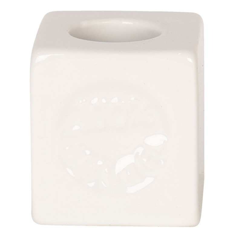 Bílý keramický držák na kartáček - 4*4*4 cm