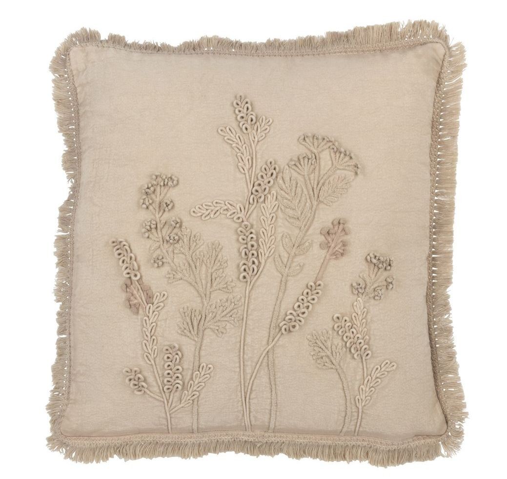 Béžový polštář s lučními květy a třásněmi Flowers - 52*15*52 cm J-Line by Jolipa Béžový polštář s lučními květy a třásněmi Flowers - 52*15*52 cm J-Line by Jolipa