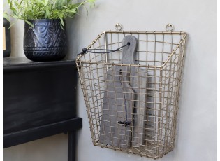 Mosazný antik kovový košík Fil de fer Basket - 28*16*33 cm