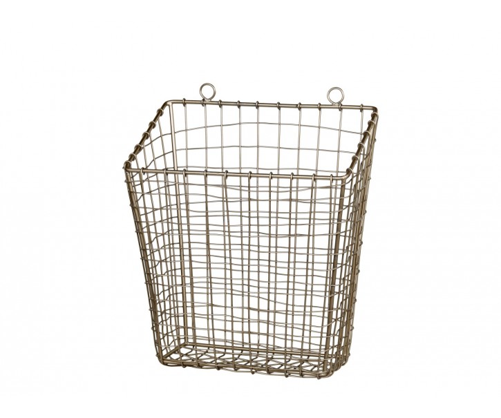 Mosazný antik kovový košík Fil de fer Basket - 28*16*33 cm Chic Antique