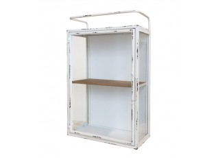 Krémová antik nástěnná kovová skříňka s dvířky Venni - 35*18*56 cm