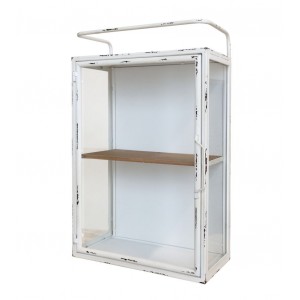 Krémová antik nástěnná dřevěná skříňka s dvířky Venni - 35*18*56 cm