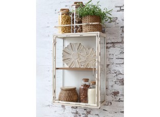 Krémová antik nástěnná kovová skříňka s dvířky Venni - 35*18*56 cm