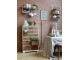 Krémová antik kovová nástěnná polička s háčky Old Shelf - 48*18*77 cm Chic Antique