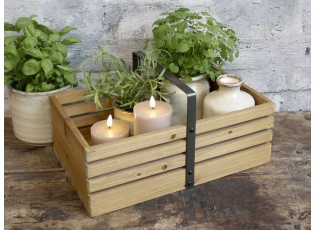 Hnědý antik dřevěný box s rukojetí Apple Crate - 40*25*20 cm