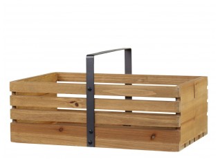Hnědý antik dřevěný box s rukojetí Apple Crate - 40*25*20 cm