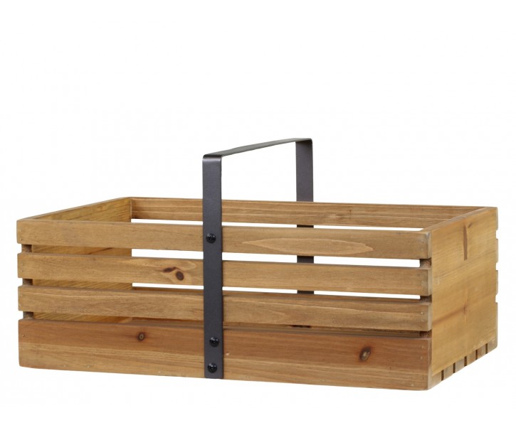 Hnědý antik dřevěný box s rukojetí Apple Crate - 40*25*20 cm Chic Antique