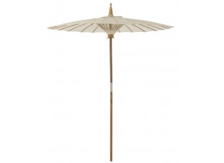 Béžový slunečník s dřevěnou tyčí Lorie Wood - ∅ 200*260 cm