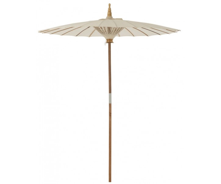 Béžový slunečník s dřevěnou tyčí Lorie Wood - ∅ 200*260 cm J-Line by Jolipa