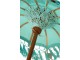 Modrý slunečník na stůl s třásněmi a dřevěnou tyčí Dayu Wood - ∅ 14*85 cm J-Line by Jolipa