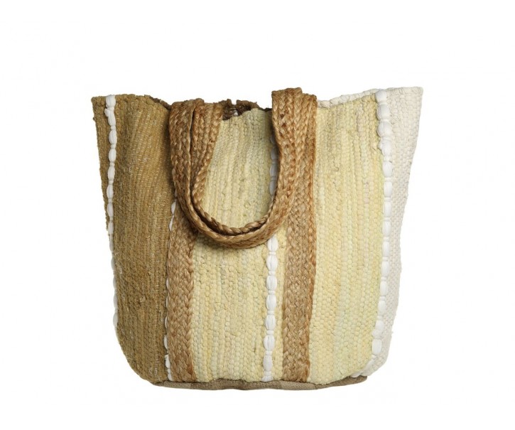 Béžovo-hnědá plážová jutová taška Beach Bag - 40*30*60 cm Chic Antique