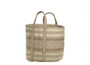 Béžovo-hnědá košíková jutová taška Beach Bag - 40*40*40/ 60 cm