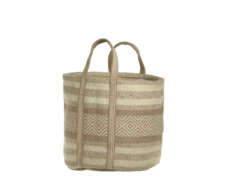 Béžovo-hnědá košíková jutová taška Beach Bag - 40*40*60 cm Chic Antique