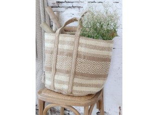 Béžovo-hnědá košíková jutová taška Beach Bag - 40*40*40/ 60 cm
