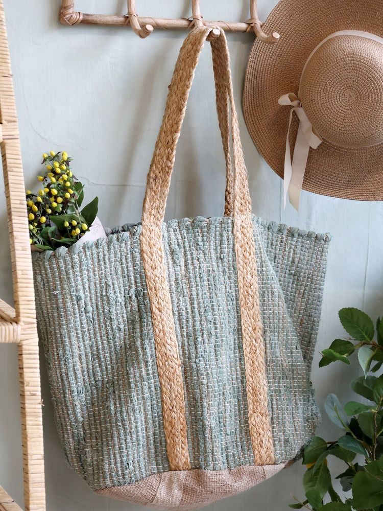 Zelená plážová jutová taška Beach Bag - 40*30*60 cm Chic Antique Zelená plážová jutová taška Beach Bag - 40*30*60 cm Chic Antique