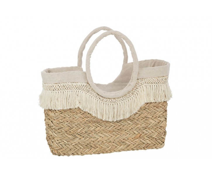 Plážová taška z mořské trávy s třásněmi Beach Bag Fringes - 40*16*29cm J-Line by Jolipa