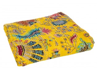Veliká žlutá bavlněná plážová deka s prošíváním Beach Plaid - 270*220*0,5 cm