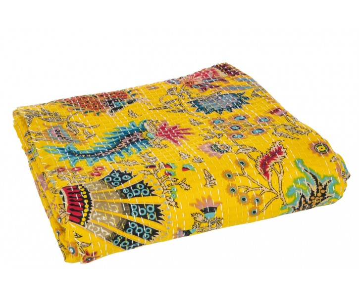 Veliká žlutá bavlněná plážová deka s prošíváním Beach Plaid - 270*220*0,5 cm J-Line by Jolipa