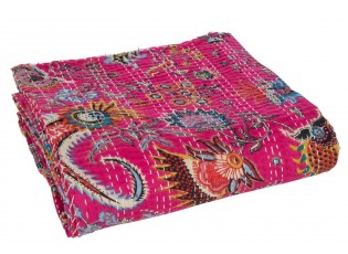 Veliká růžová bavlněná plážová deka s prošíváním Beach Plaid - 270*220*0,5 cm