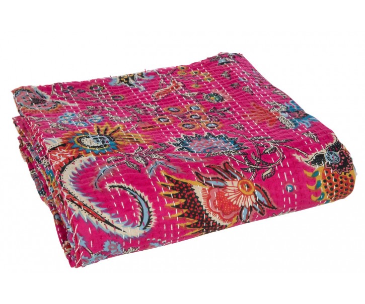 Veliká růžová bavlněná plážová deka s prošíváním Beach Plaid - 270*220*0,5 cm J-Line by Jolipa